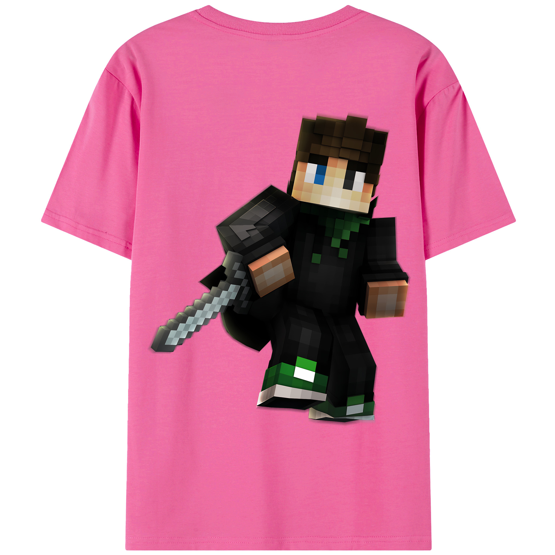 （画像用） マインクラフト ブロックの世界 Minecraft MC Block world レディース半袖Tシャツ(バックプリント)